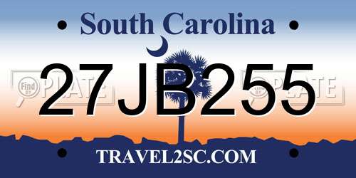 27JB255 South Carolina License Plate