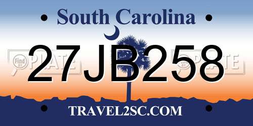 27JB258 South Carolina License Plate