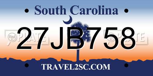 27JB758 South Carolina License Plate