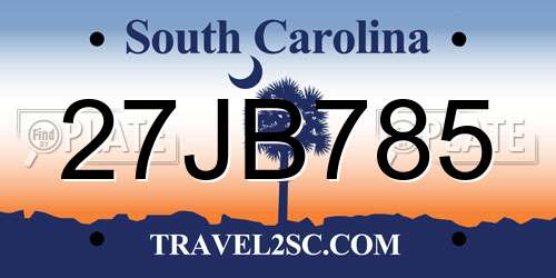 27JB785 South Carolina License Plate