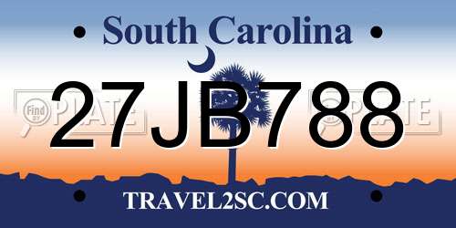 27JB788 South Carolina License Plate