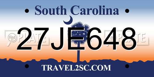 27JE648 South Carolina License Plate