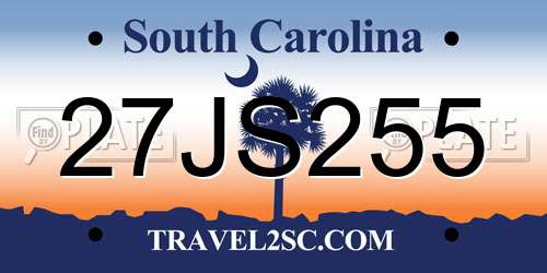 27JS255 South Carolina License Plate