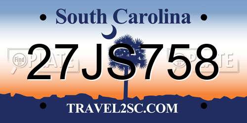 27JS758 South Carolina License Plate
