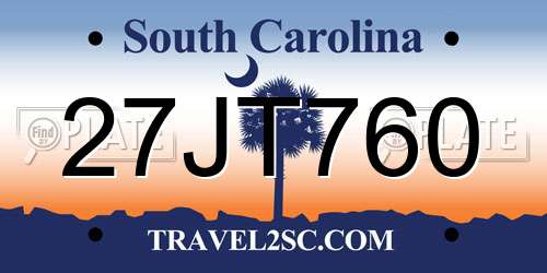 27JT760 South Carolina License Plate