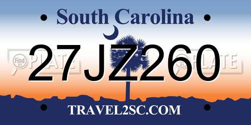 27JZ260 South Carolina License Plate