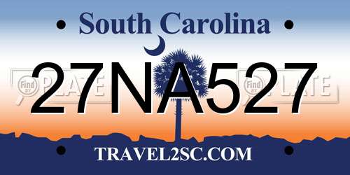27NA527 South Carolina License Plate