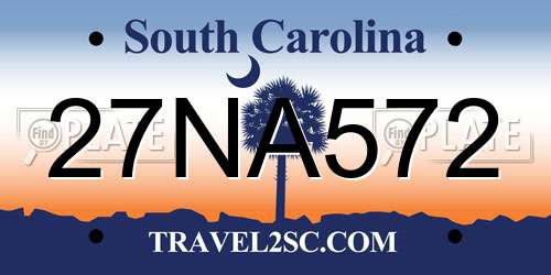 27NA572 South Carolina License Plate