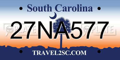 27NA577 South Carolina License Plate