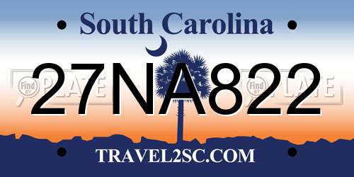 27NA822 South Carolina License Plate