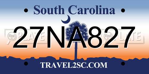 27NA827 South Carolina License Plate