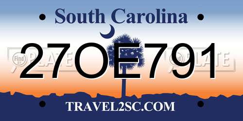 27OE791 South Carolina License Plate