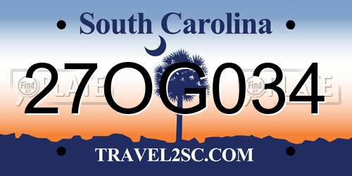 27OG034 South Carolina License Plate