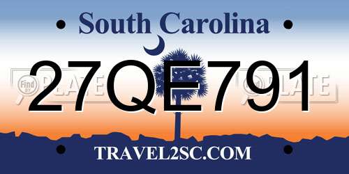 27QE791 South Carolina License Plate
