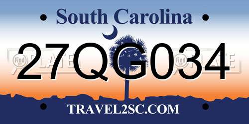 27QG034 South Carolina License Plate