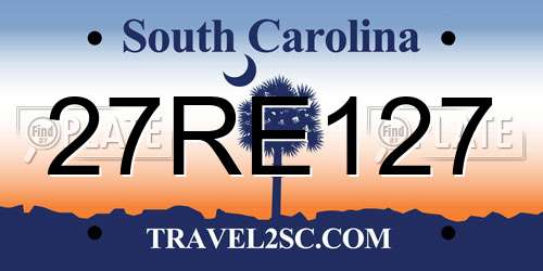 27RE127 South Carolina License Plate