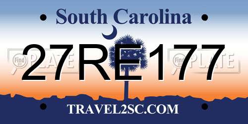 27RE177 South Carolina License Plate