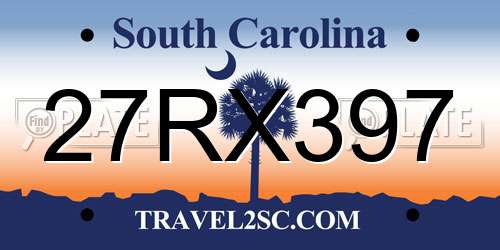 27RX397 South Carolina License Plate
