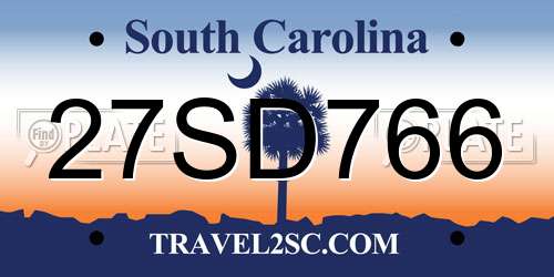 27SD766 South Carolina License Plate