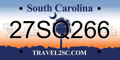 27SQ266 South Carolina License Plate