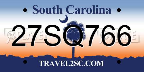 27SQ766 South Carolina License Plate