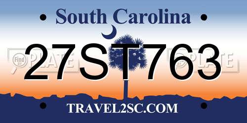 27ST763 South Carolina License Plate