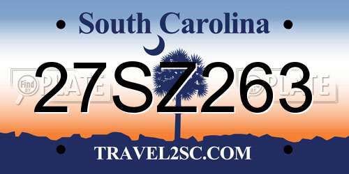 27SZ263 South Carolina License Plate