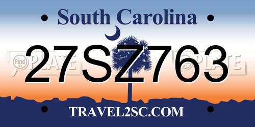 27SZ763 South Carolina License Plate