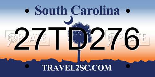 27TD276 South Carolina License Plate
