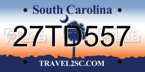 27TD557 South Carolina License Plate