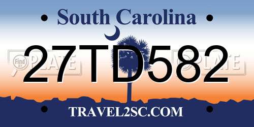 27TD582 South Carolina License Plate