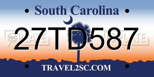 27TD587 South Carolina License Plate