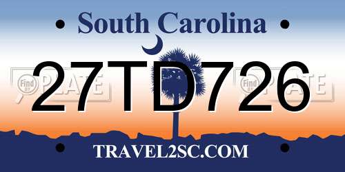 27TD726 South Carolina License Plate