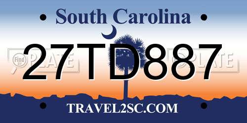 27TD887 South Carolina License Plate