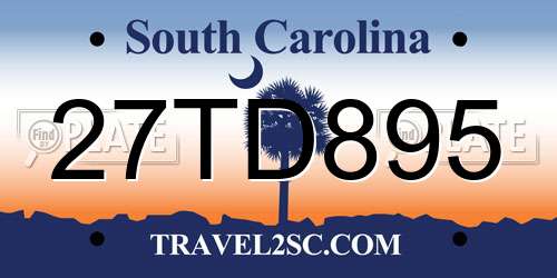 27TD895 South Carolina License Plate