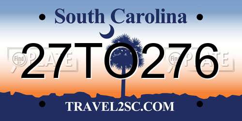 27TO276 South Carolina License Plate