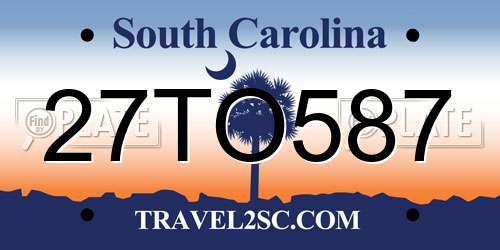 27TO587 South Carolina License Plate