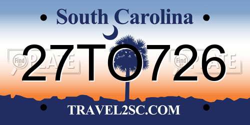 27TO726 South Carolina License Plate