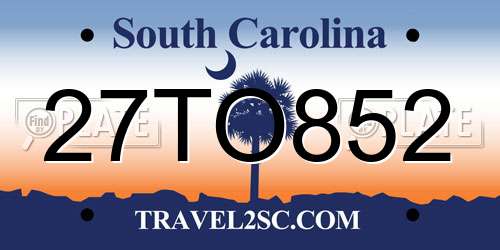 27TO852 South Carolina License Plate