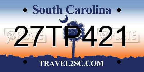 27TP421 South Carolina License Plate