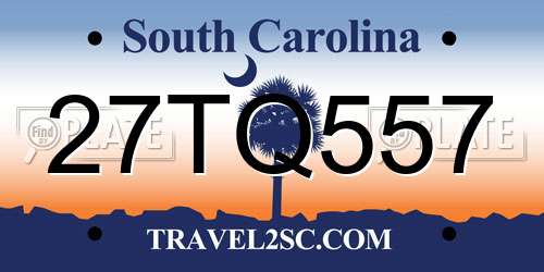 27TQ557 South Carolina License Plate