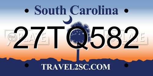27TQ582 South Carolina License Plate