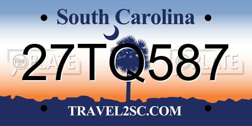 27TQ587 South Carolina License Plate