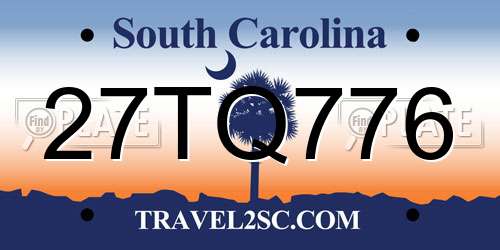 27TQ776 South Carolina License Plate