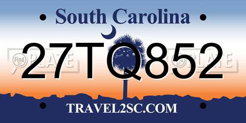 27TQ852 South Carolina License Plate