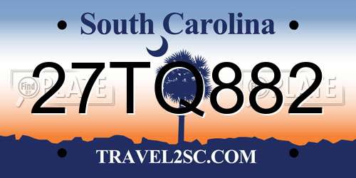 27TQ882 South Carolina License Plate