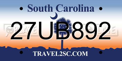 27UB892 South Carolina License Plate