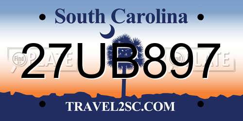 27UB897 South Carolina License Plate