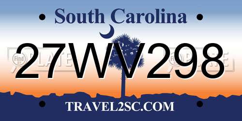 27WV298 South Carolina License Plate