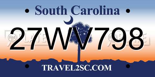 27WV798 South Carolina License Plate